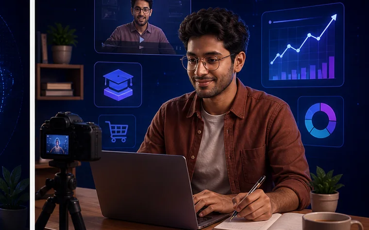 An independent educator producing and selling an online course