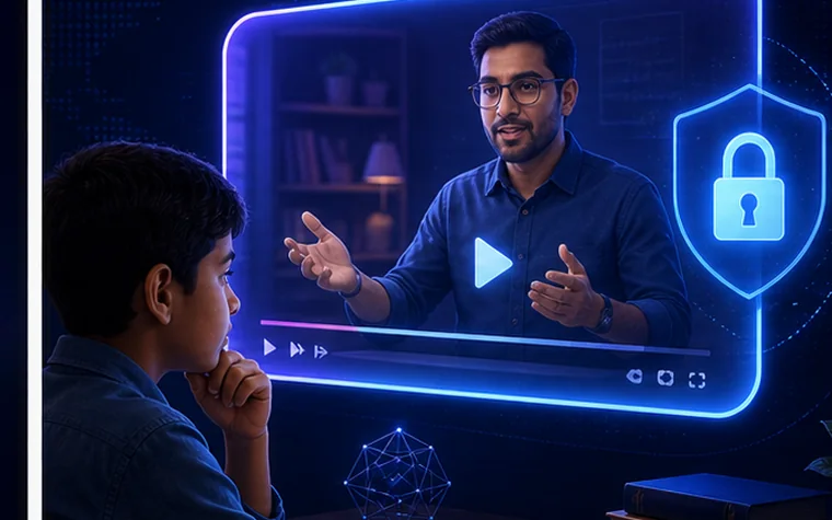 A secure encrypted video lesson being watched by a student